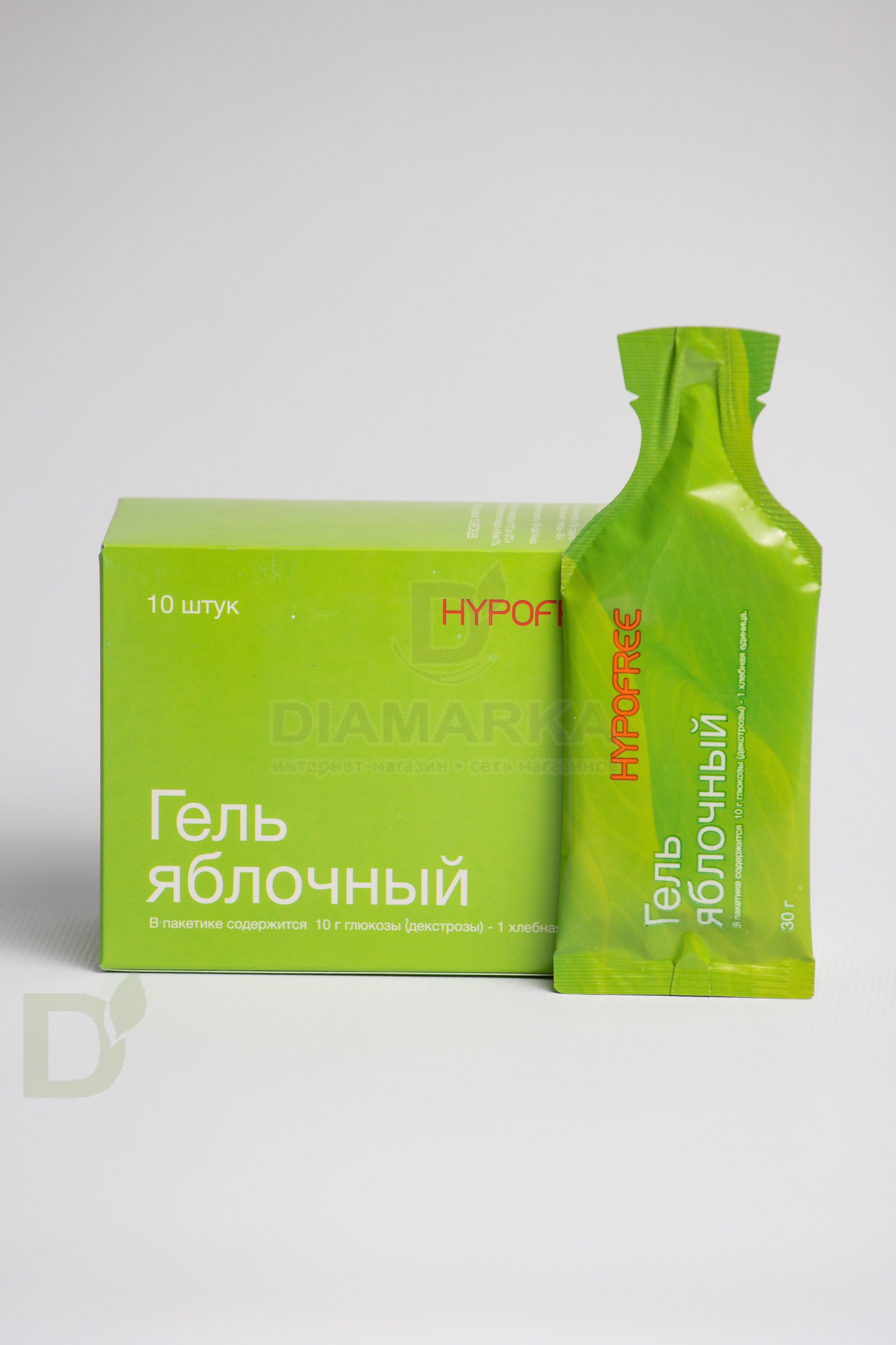 Гель HYPOFREE 1ХЕ Яблоко, мягкая упаковка, 10 саше по 30мл